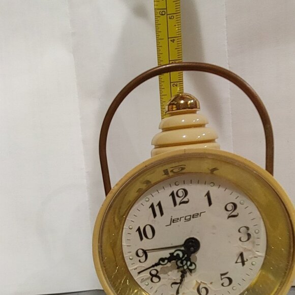 Vintage Jerger Alarm Clock Mechanical Yellow Like Lantern Rare - Picture 9 of 10
